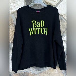 Vince Camuto Oversized Halloween Sweater Sz L "Bad Witch" Super Soft & Stretchy!